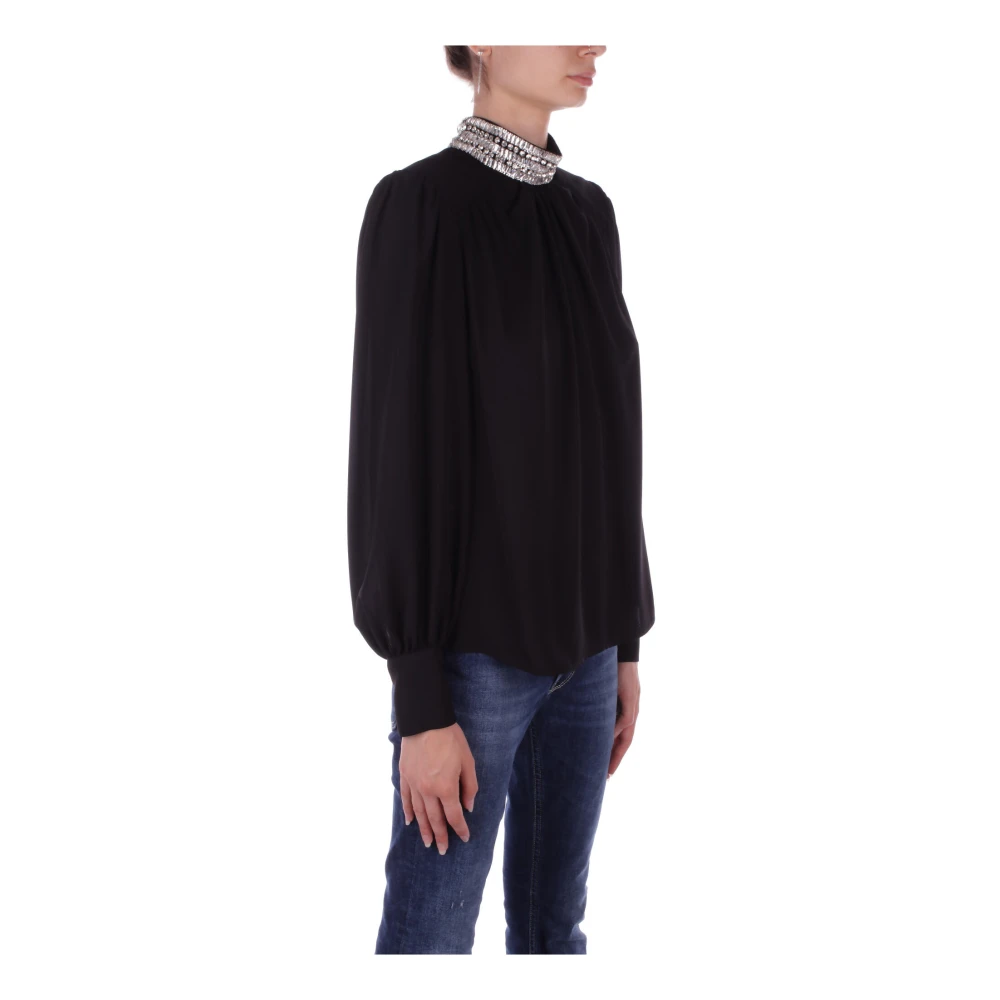 Liu Jo Zwarte Blouse met Strass Details Black Dames
