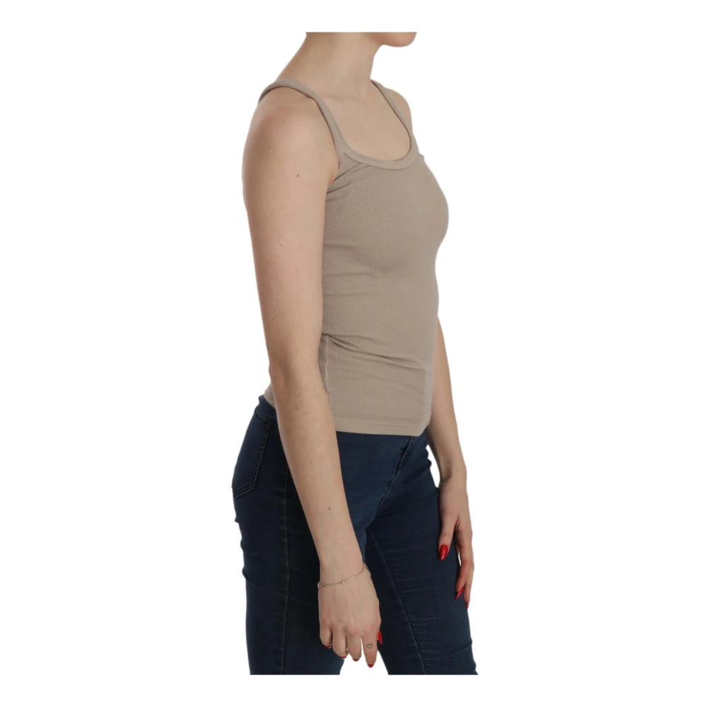 Pink Memories Bruine Mouwloze Katoenen Blouse Brown Dames