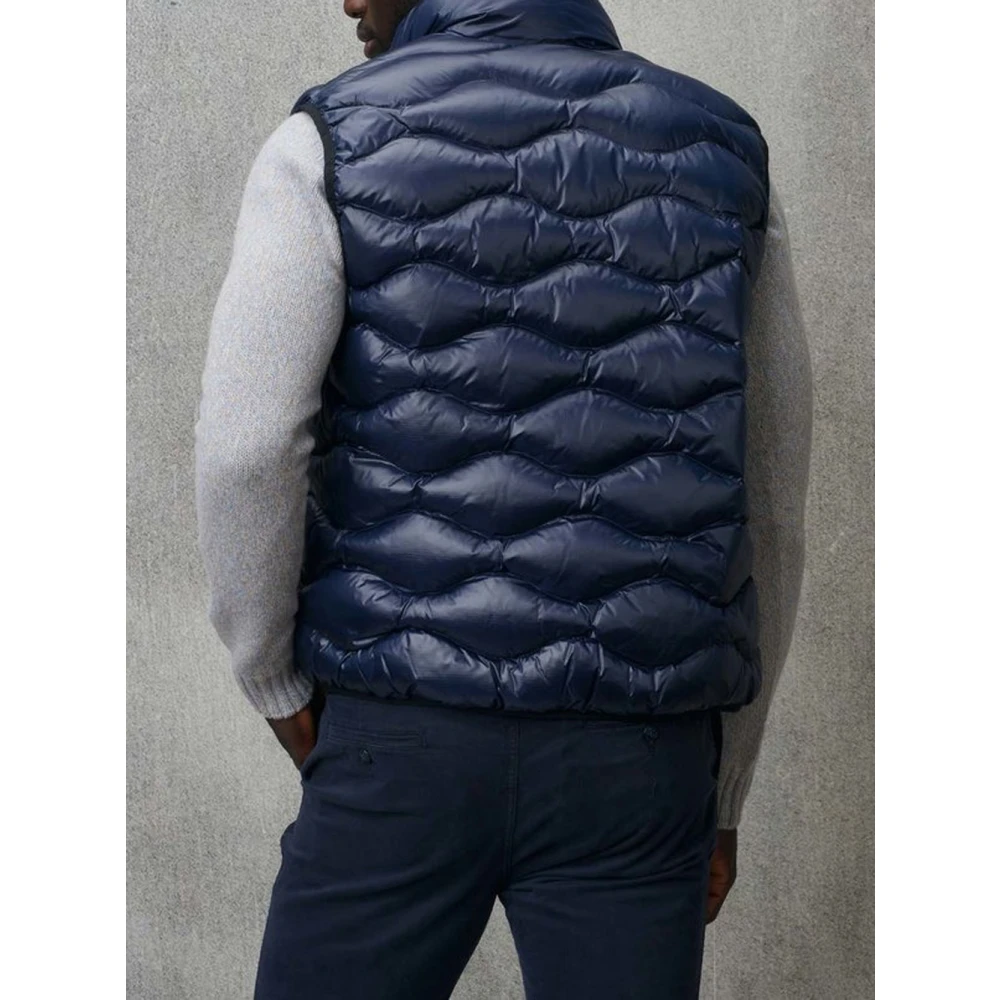 Blauer Blauw Geruit Gewatteerd Mouwloos Jack Blue Heren