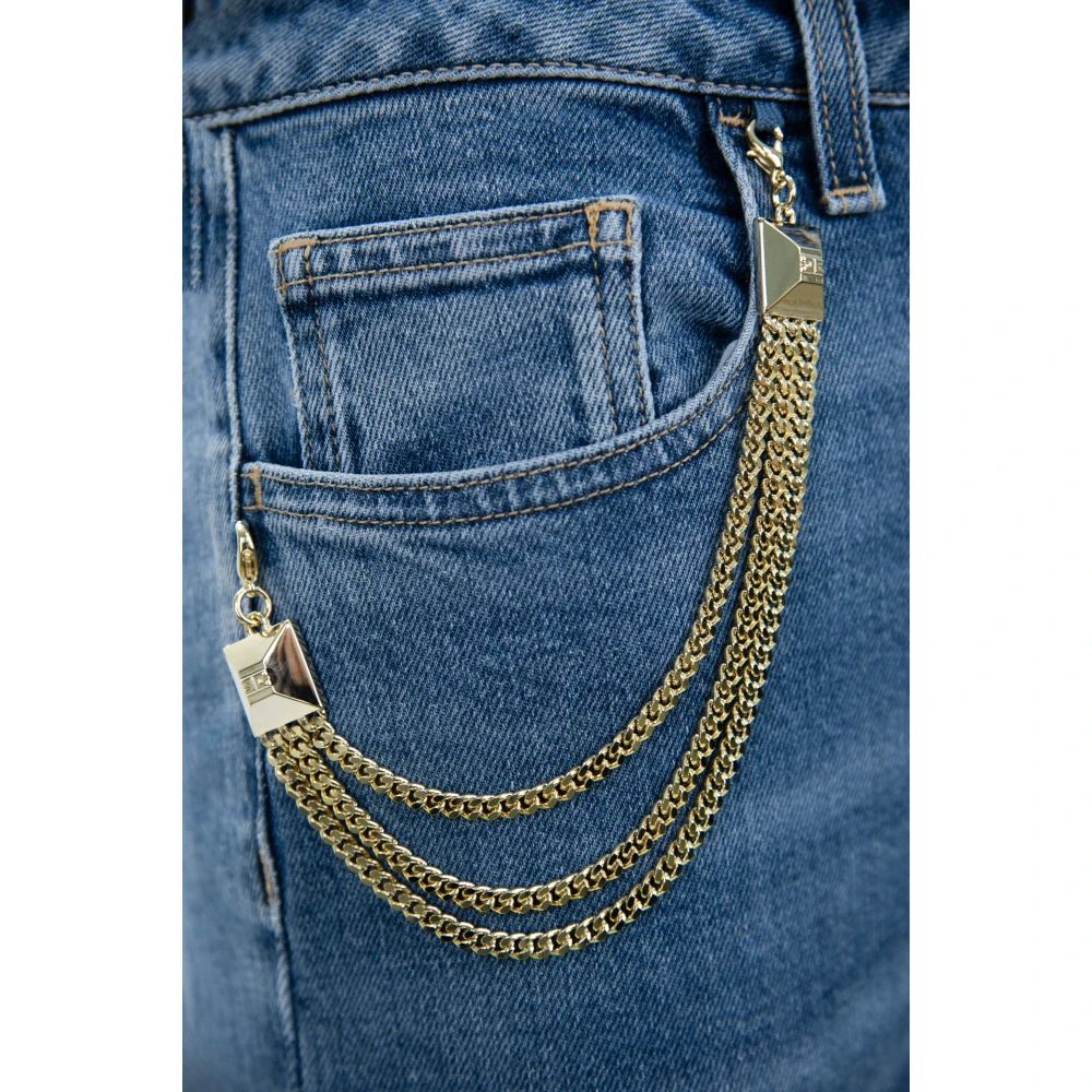 Elisabetta Franchi Skinny Jeans met Rits en Knoop Blue Dames