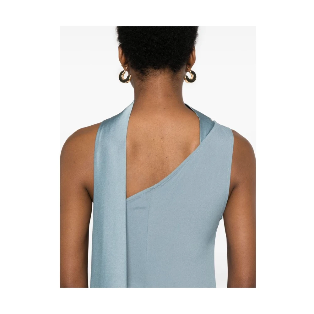 Taller Marmo Blauwe One-Shoulder Draperen Jurk Blue Dames
