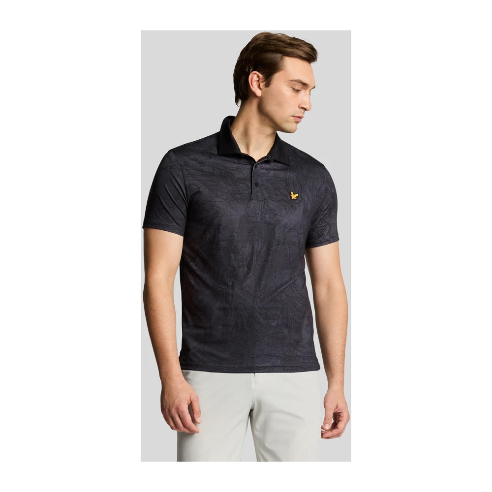 Lyle & Scott SS Polo Shirts Contour Gedrukt poloshirt Black Heren