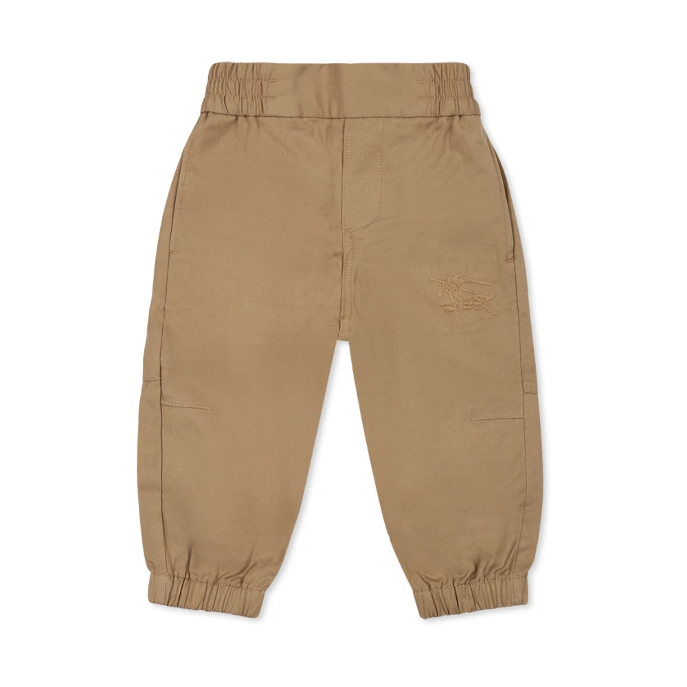 Burberry Unisex Kids Beige Trousers, 6 M, Casual Trousers With Logo Embroidery