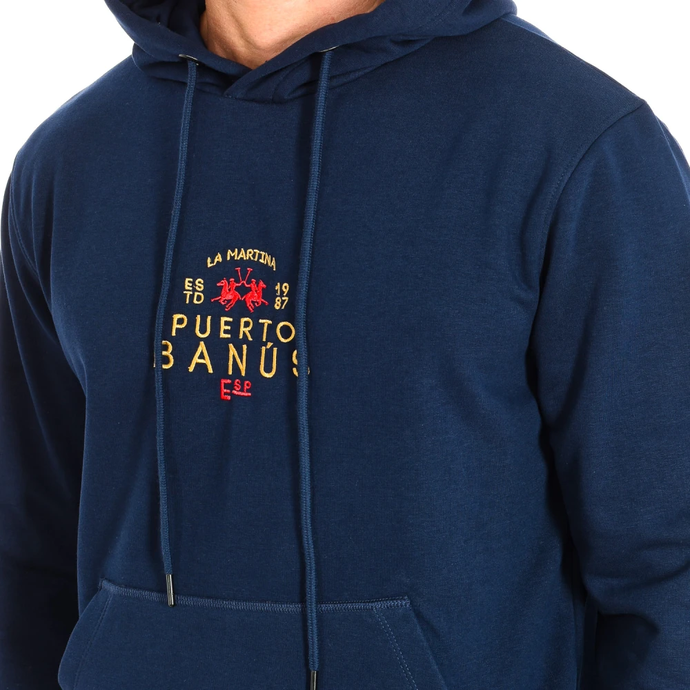 LA MARTINA Hoodie met geborduurd logo Blue Heren