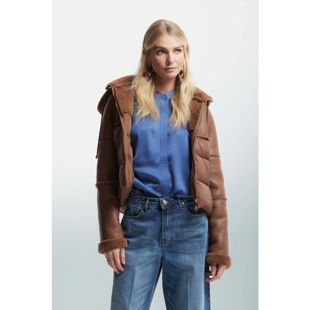 Kocca Korte jas met teddy details Brown Dames