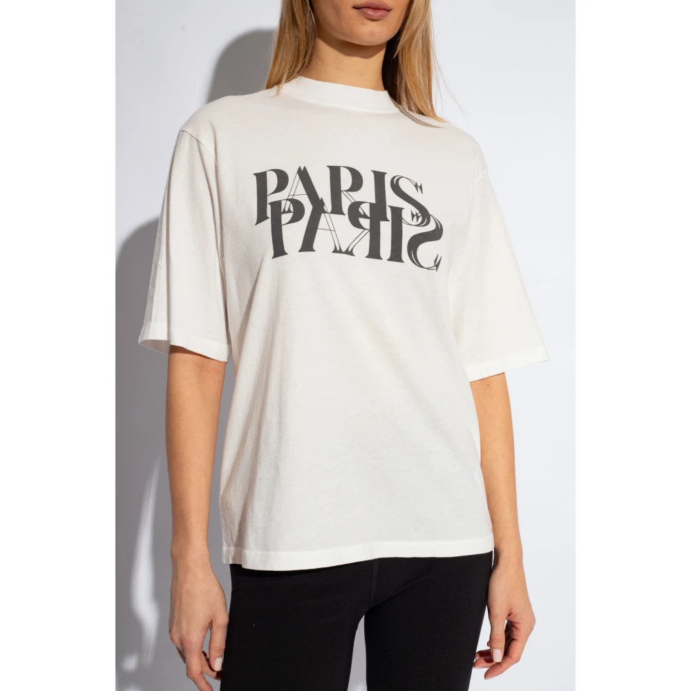 Anine Bing Avi bedrukt T-shirt White Dames