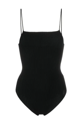 Räfflad Svart Bodysuit