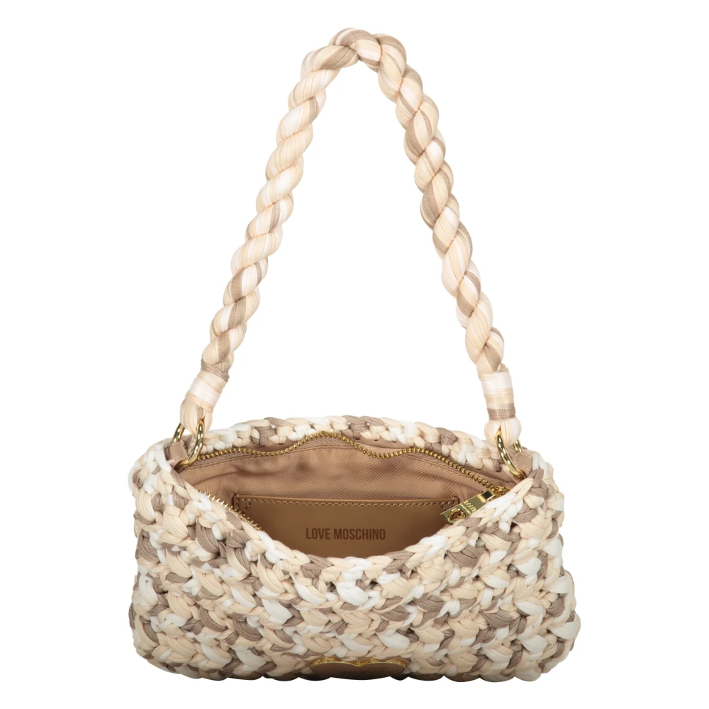 Love Moschino Stijlvol Gehaakte Schoudertas Beige Dames