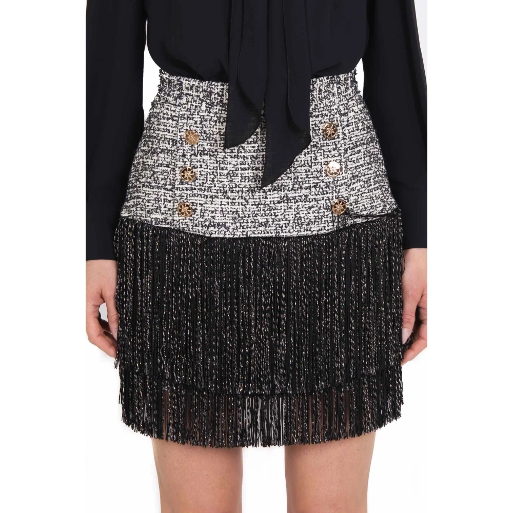 Elisabetta Franchi Zwarte Tweed Jurk met Overhemd en Rok Black Dames