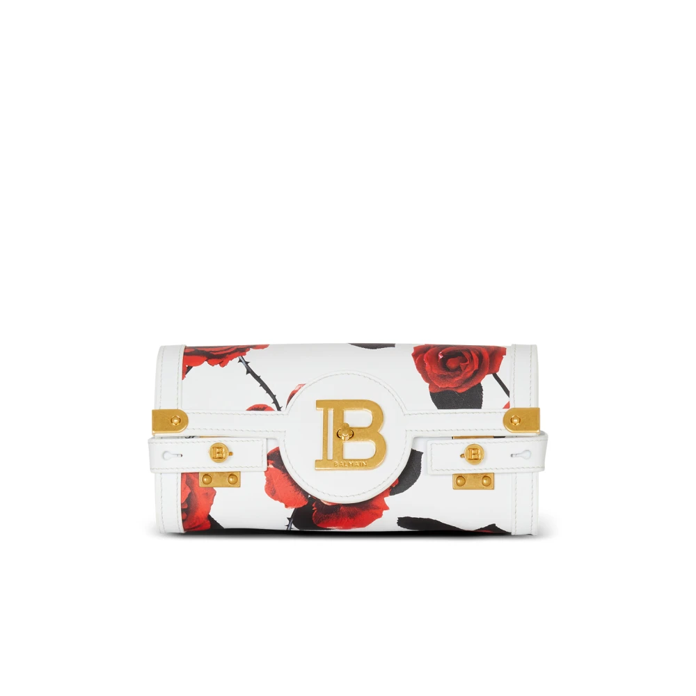 Balmain Kalverleren B-Buzz Pouch 23 met een rozenprint en reliëf ruitmotief Multicolor Dames