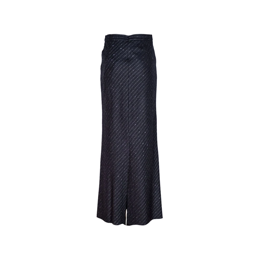Jucca Hoge taille wollen rok met pailletteninzetten Blue Dames