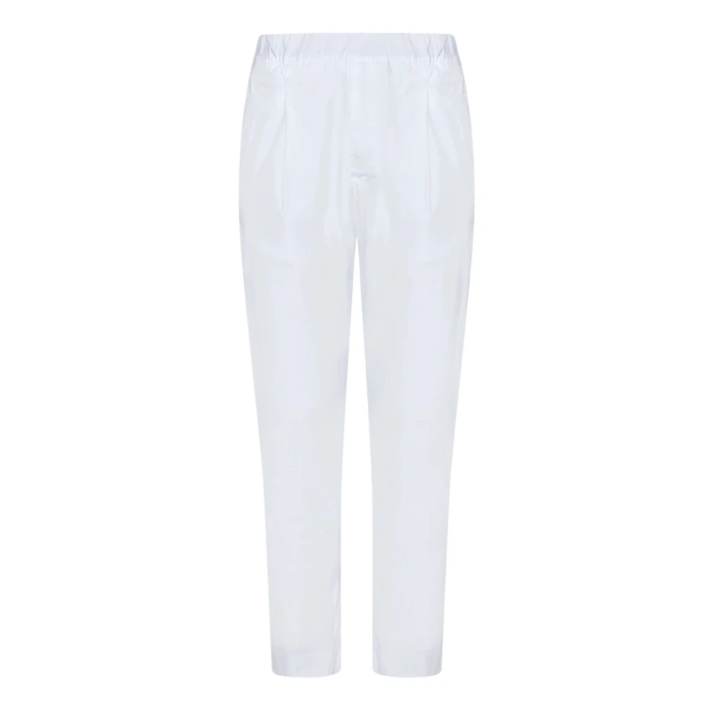 Low Brand Witte katoenen broek met elastische tailleband White Heren