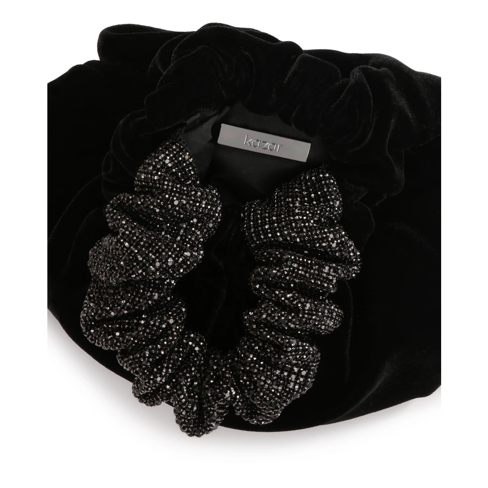 Kazar Zwarte stoffen handtas met versierd handvat Black Dames