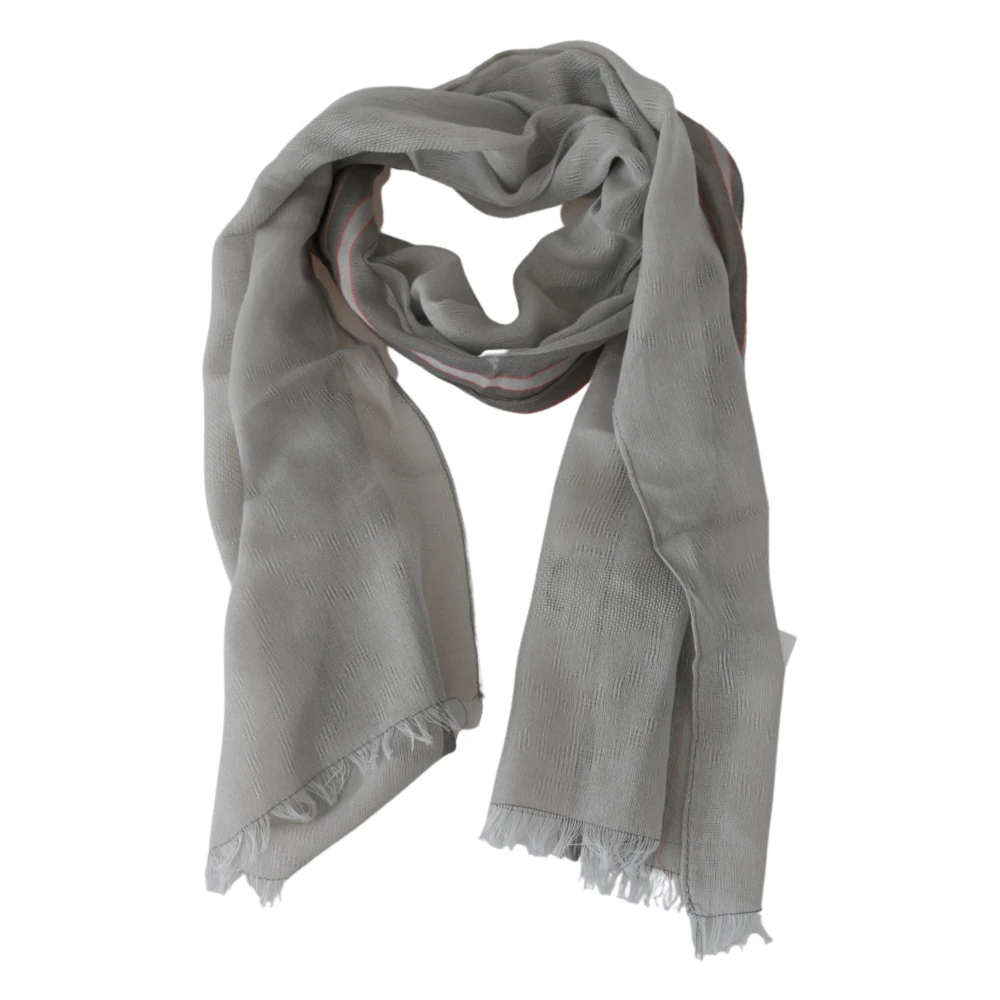 Costume National Fringe Neck Wrap Cotton Scarf - Female - Scarves - Gray - One Size - Accessories