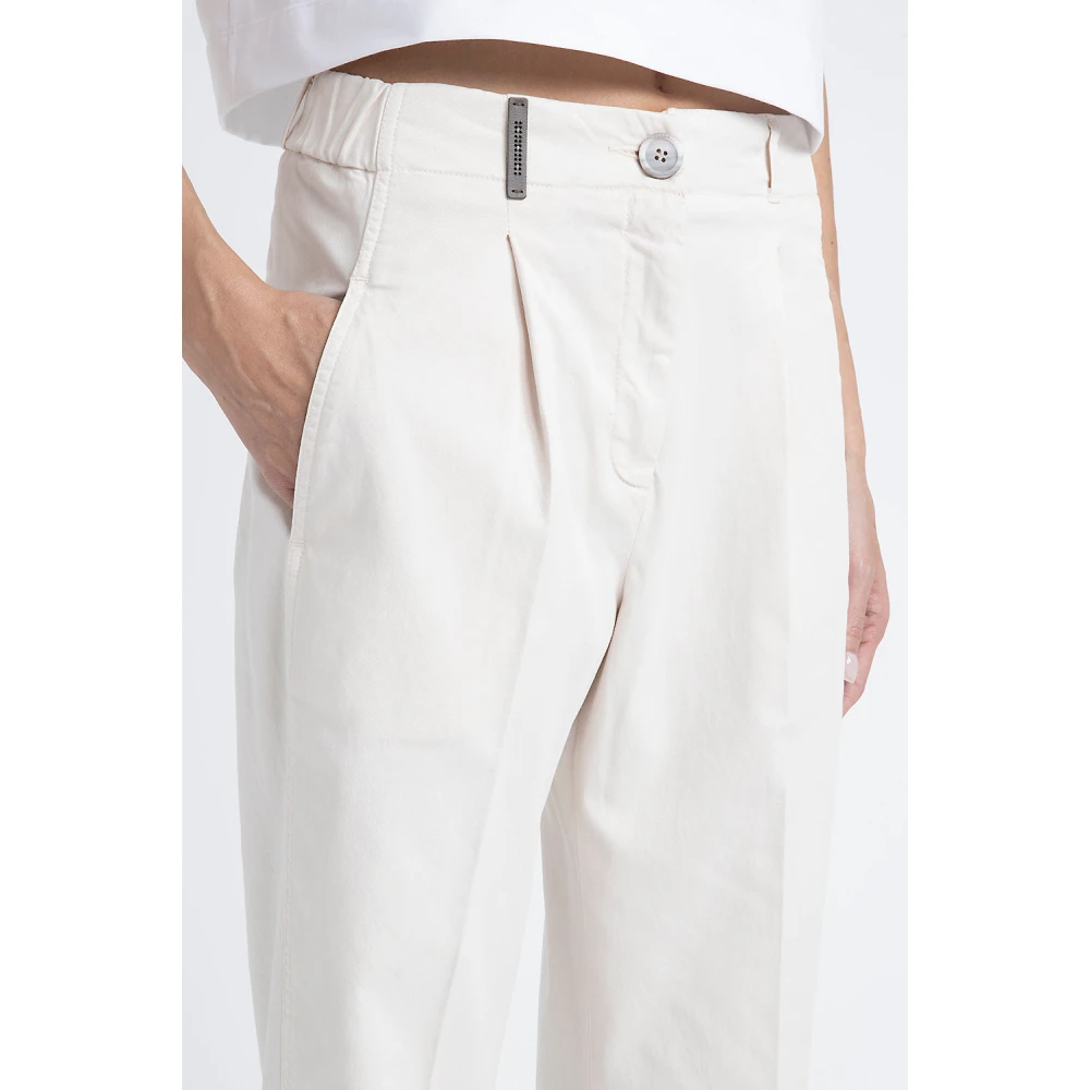 PESERICO Broek in katoen zijde gabardine en tencel Beige Dames