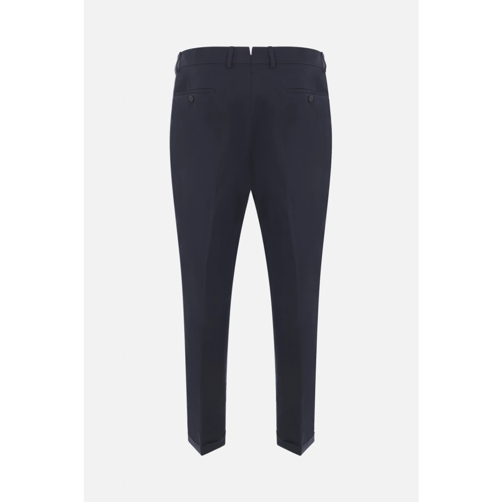 Caruso Blauwe Linnen Regular-Fit Broek Blue Heren