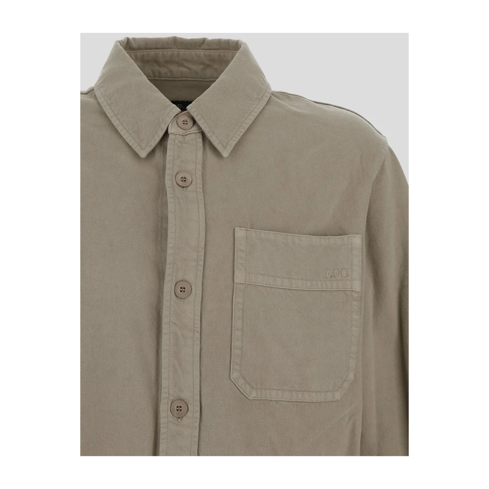 A.p.c. Taupe Denim Katoenen Overhemd met Lange Mouwen Beige Heren