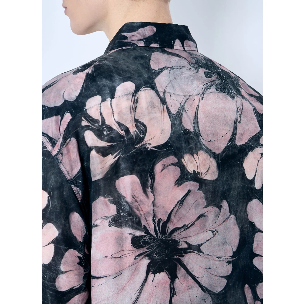 Dries Van Noten Bloemen Zijden Overhemd Multicolor Heren