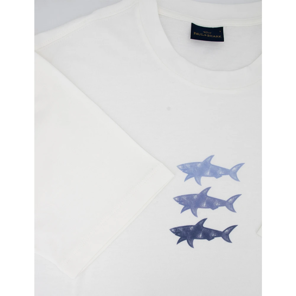 PAUL & SHARK Katoenen Crew-neck T-shirt met Print White Heren