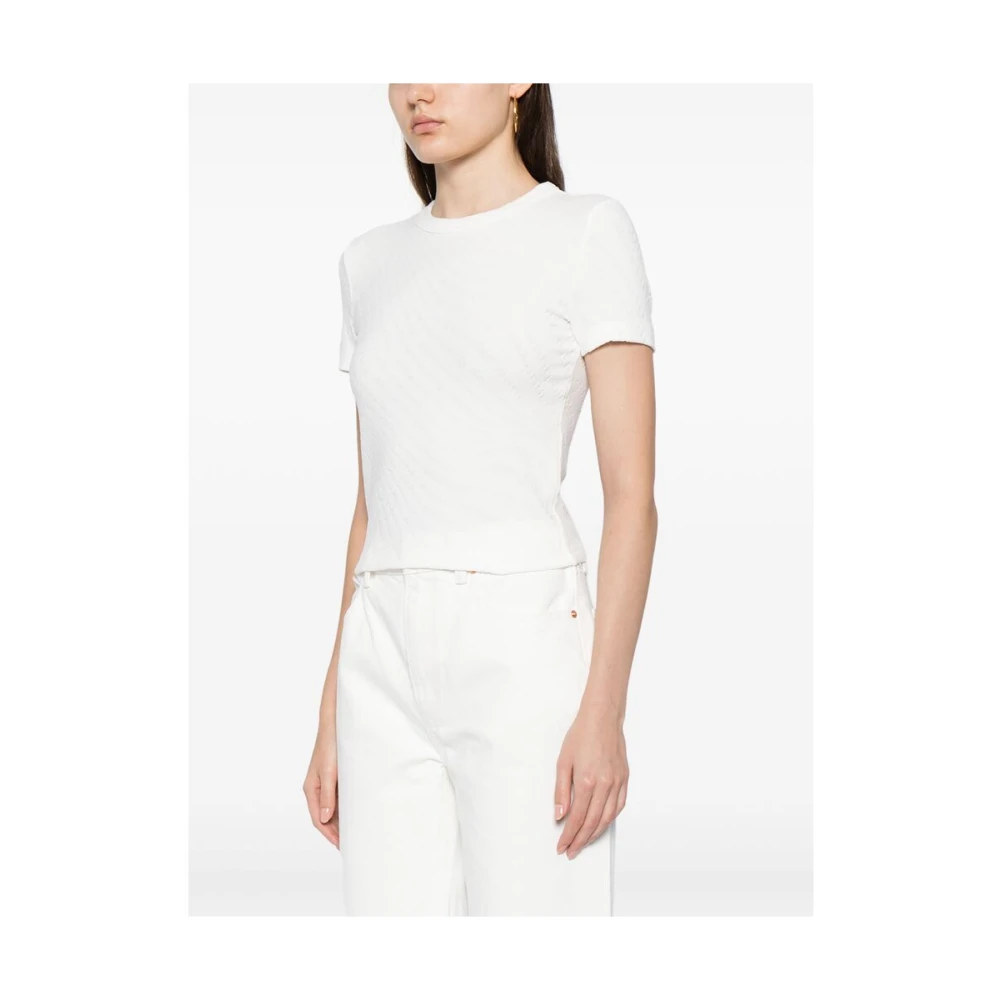 T by Alexander Wang Wit Gebreid T-shirt met Logomotief White Dames