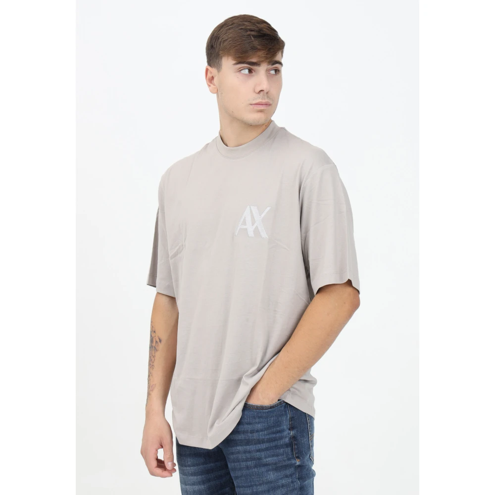 Armani Exchange T-shirt met korte mouwen en tonale logo-borduring Gray Heren