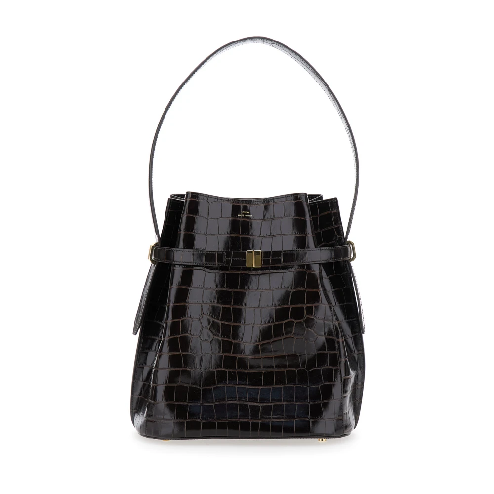 Totême Belted Croco-Embossed Bucket Bag - Female - Bucket Bags - Brown - One Size - Bags