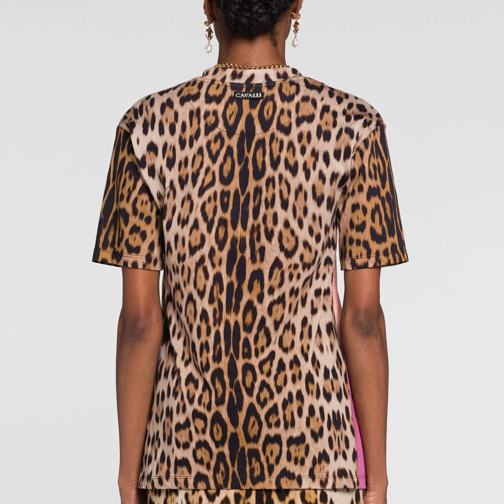 Roberto Cavalli Jaguar Tie-Dye Panel T-Shirt Multicolor Dames