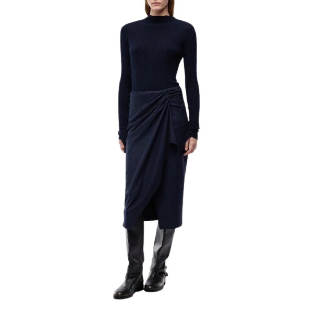Pinko Donna Blu - Abito Midi In Lana Con Gonna Gessata - 44 - Immagine 3