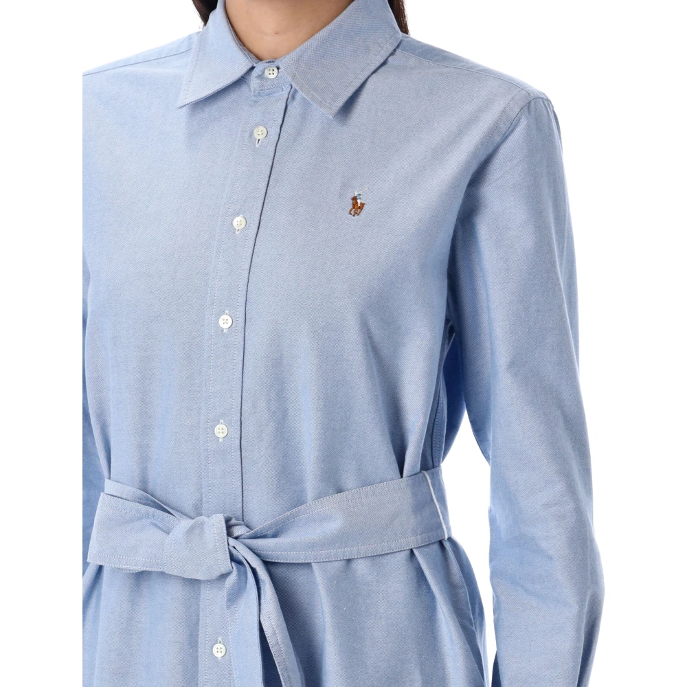 Ralph Lauren Overhemdjurk van katoen met ceintuur Blue Dames