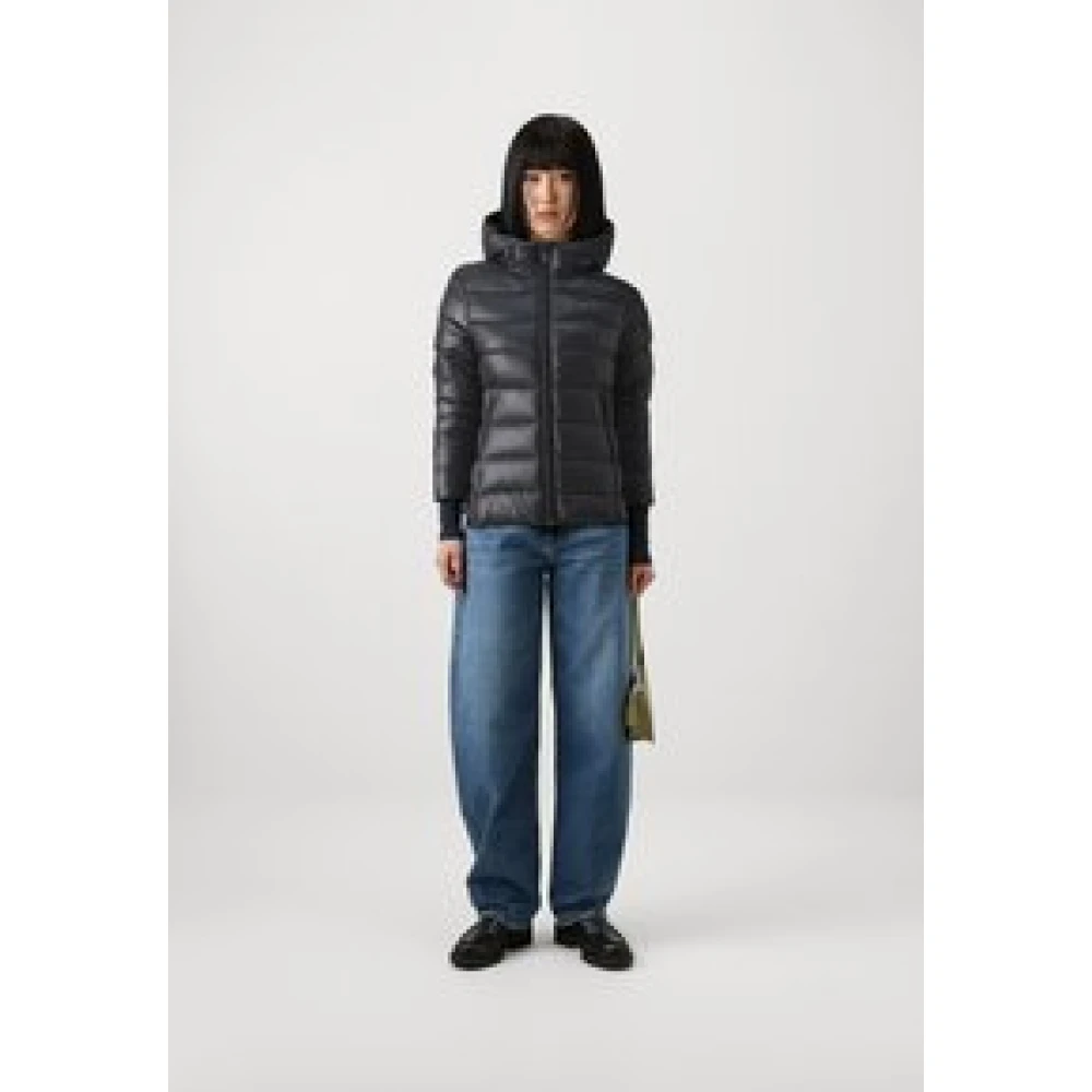 Blauer Dames gewatteerde jas met capuchon Black Dames