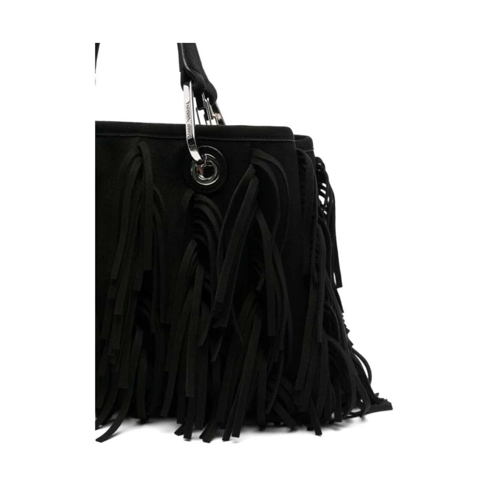 Emporio Armani Zwarte Franje Schoudertas Black Dames