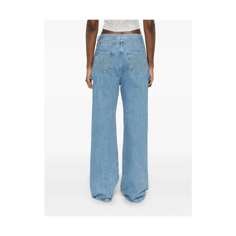 Mach & Mach Blauwe Straight Leg Jeans met Rits Blue Dames