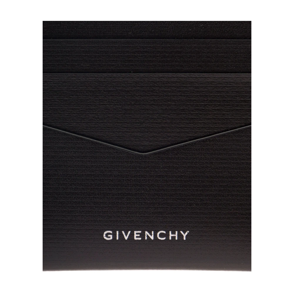 Givenchy Zwarte Leren Kaarthouder met Logo Print Black Heren