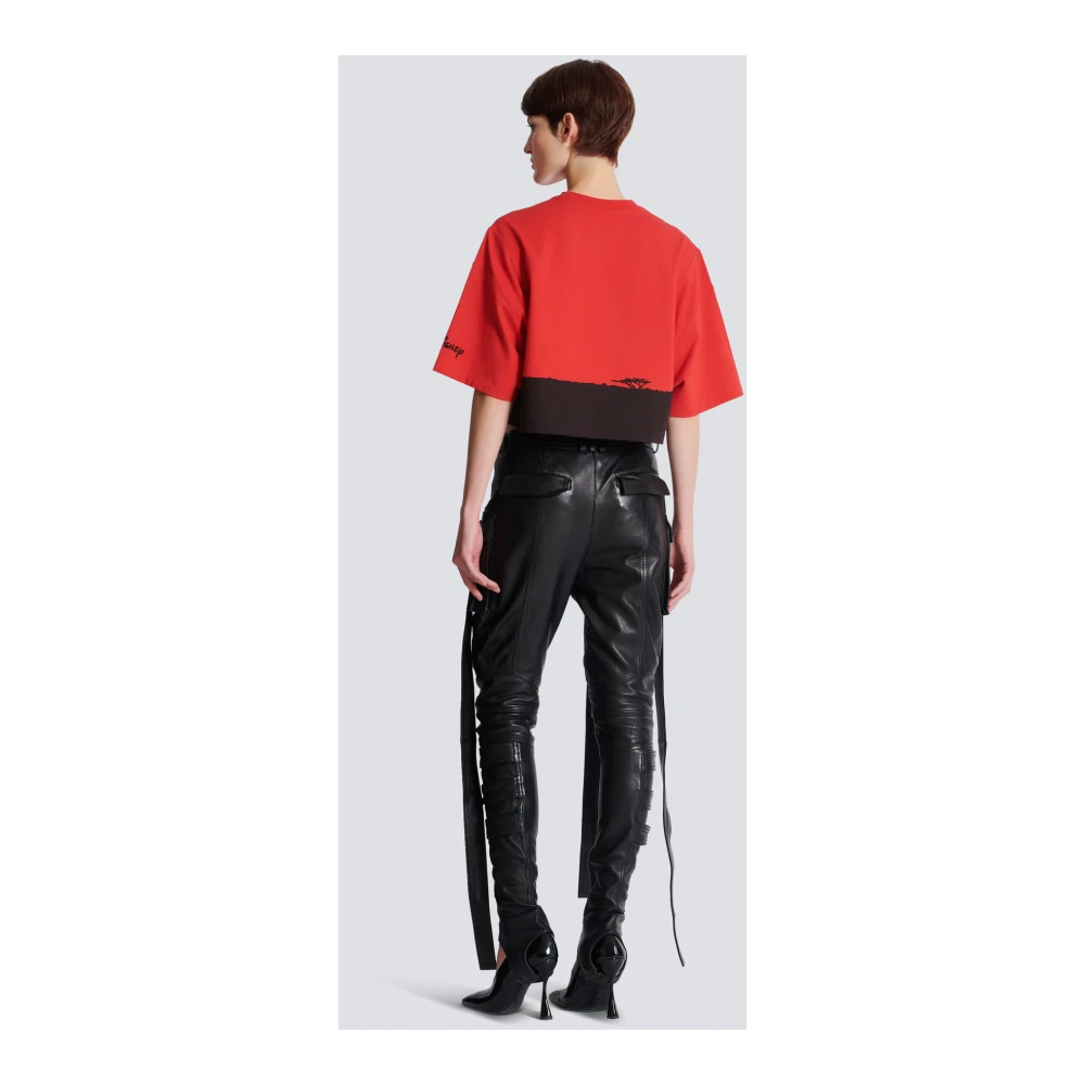 Balmain Disney x: The Lion King Zonsondergang bedrukt kort T-shirt Multicolor Dames