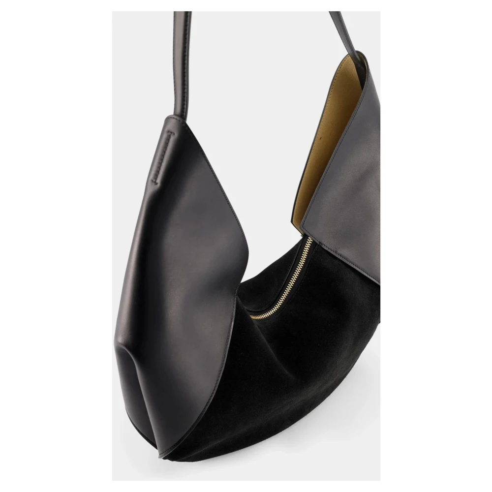 Ree Projects Zwarte Mini Schoudertas van Zacht Leer en Suède Black Dames