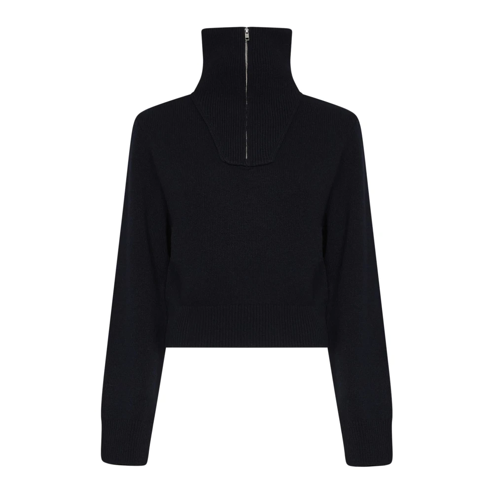 Mm6 Maison Margiela Partial Zip Turtleneck Jumper - Female - Turtlenecks - Blue - L - Knitwear