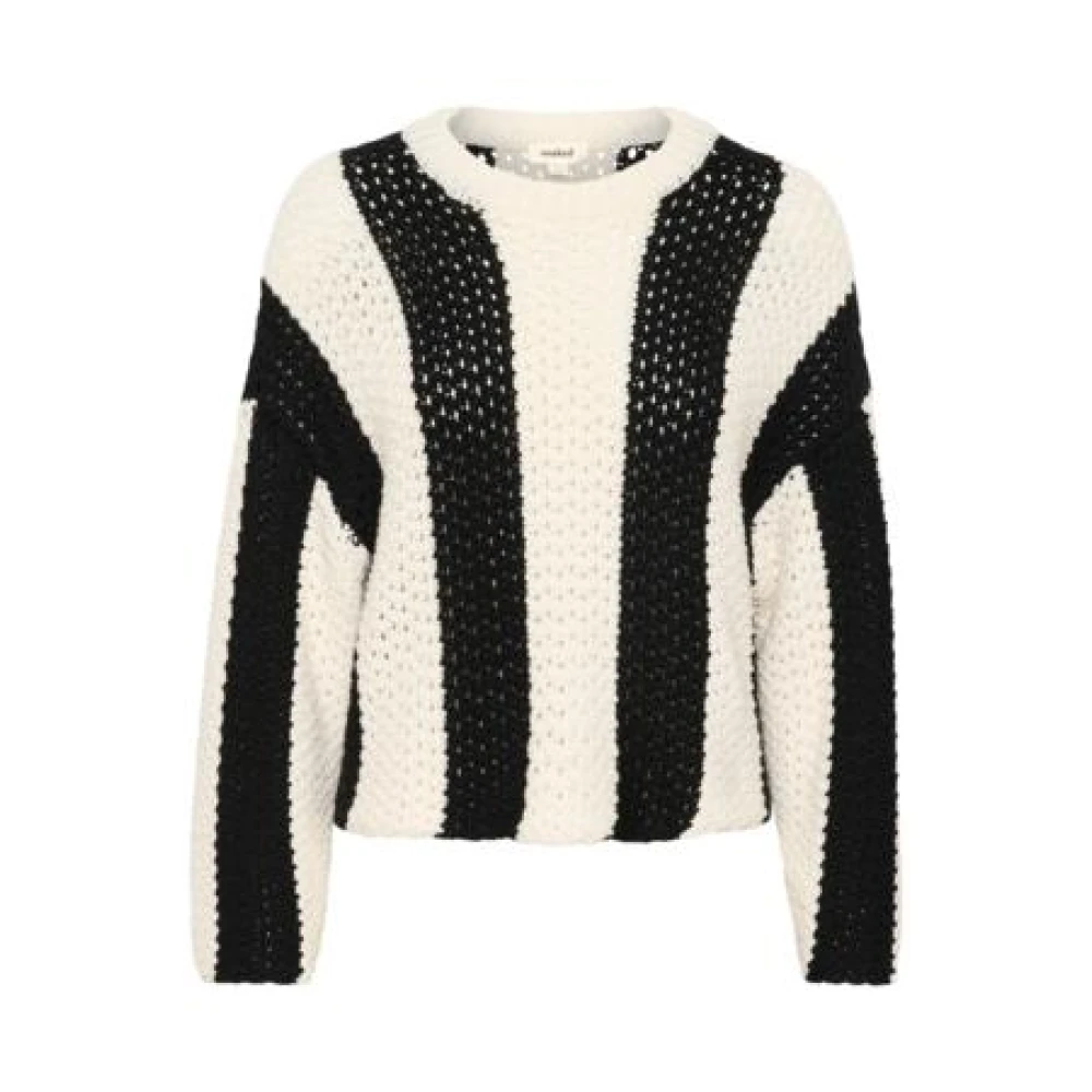 Soaked in Luxury Zwart & Wit Verticaal Gestreepte Trui Black Dames