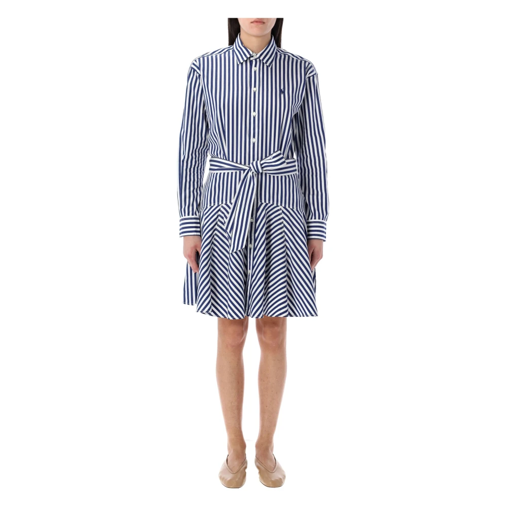 Ralph Lauren Gestreepte overhemdjurk met panelen Blue Dames