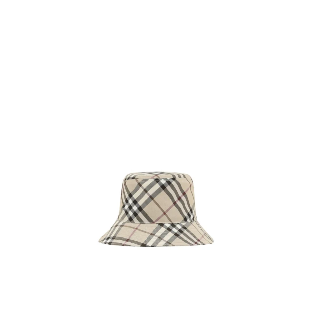 Burberry Geruite Bucket Hat met Equestrian Knight Brown Heren