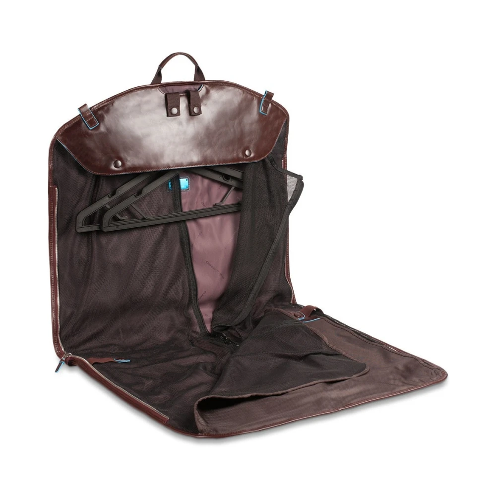 Piquadro Slanke Blauwe Vierkante Lijn Hanger Brown Heren