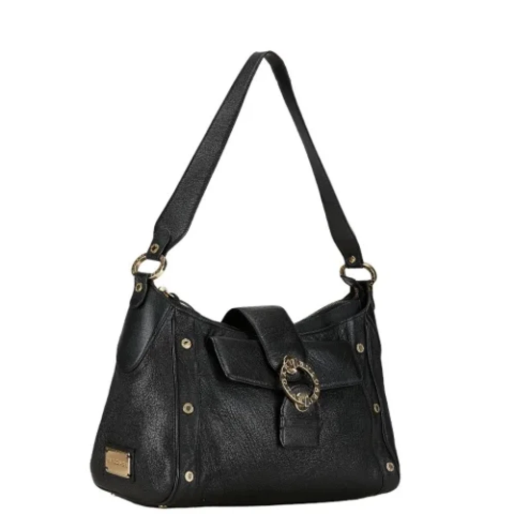 Bvlgari Vintage Pre-owned Leather shoulder-bags Black Dames