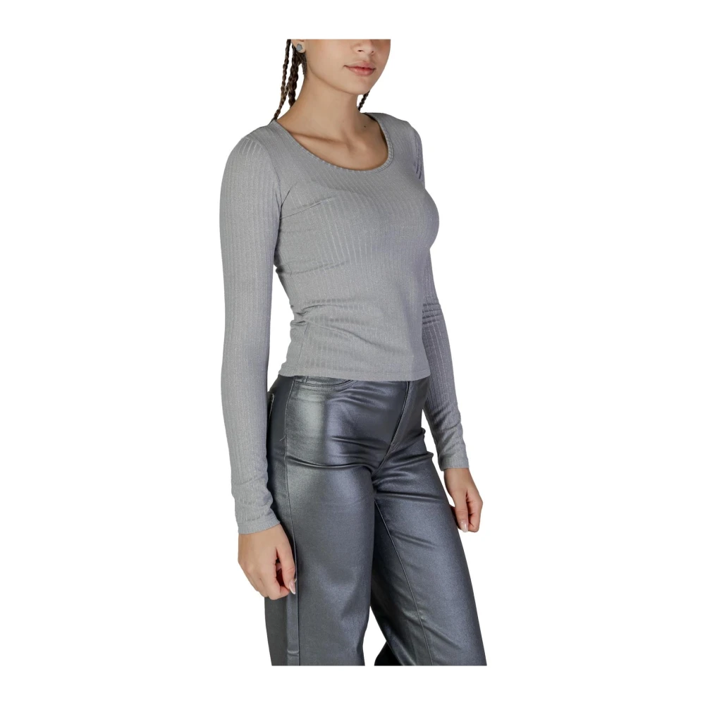 Vero Moda Zilveren Ronde Hals Gebreide Trui Gray Dames