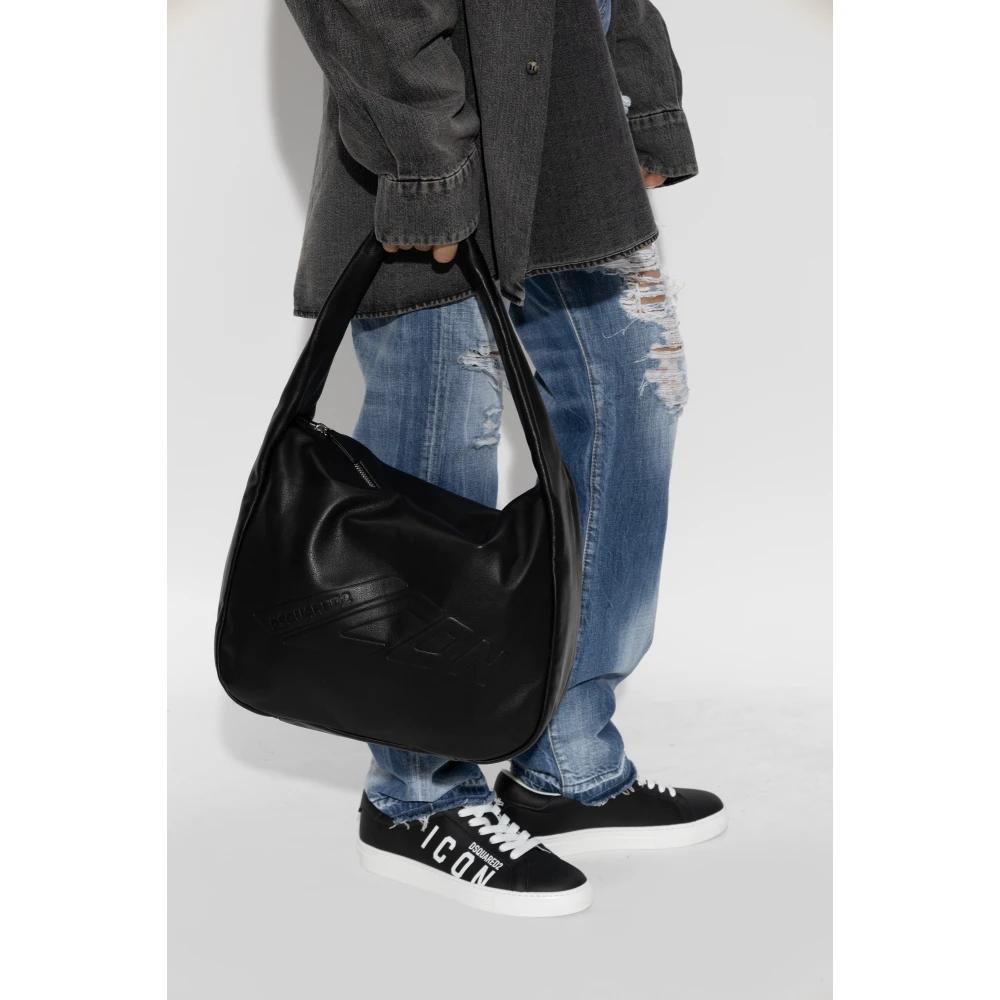 Dsquared2 Leren Schoudertas Black Dames