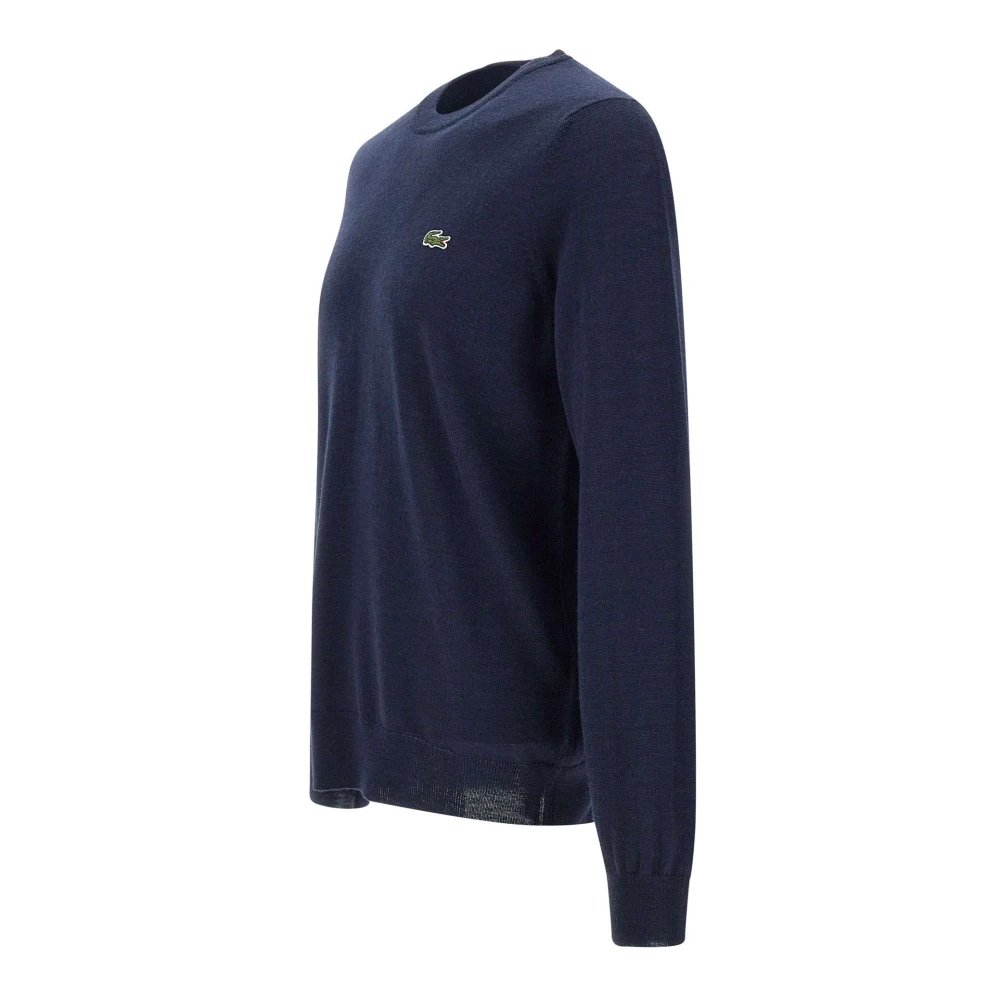 Lacoste Heren wolmix ronde hals trui Blue Heren