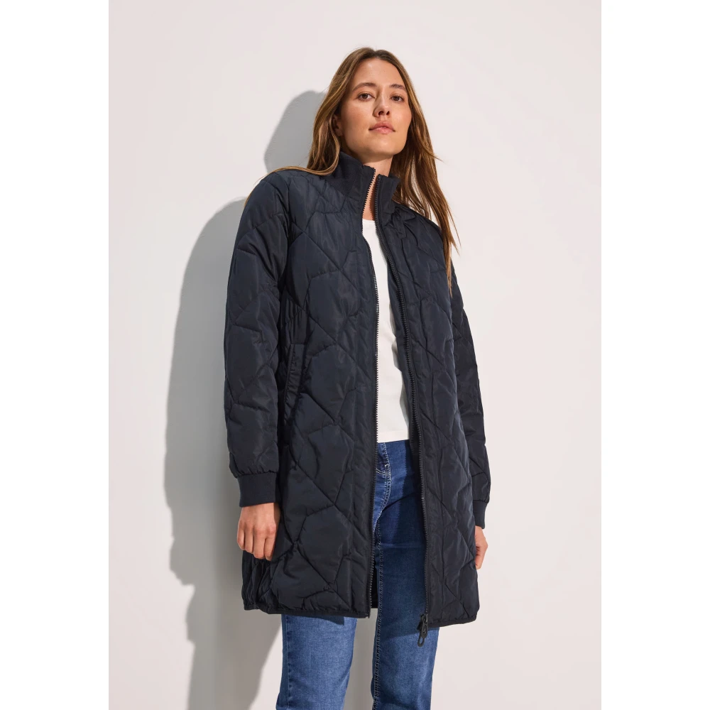 cecil Lange Blouson Jas met Opstaande Kraag Blue Dames