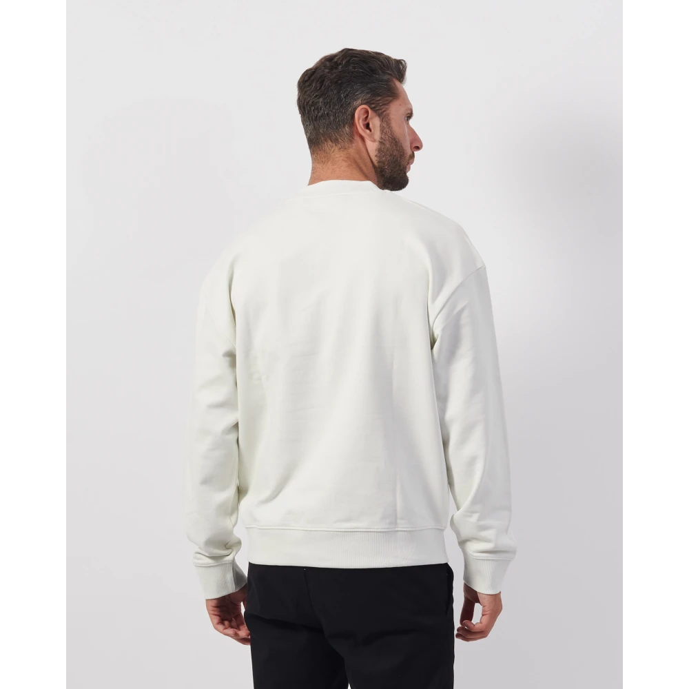 Hugo Boss Witte Crewneck Katoenen Trui White Heren