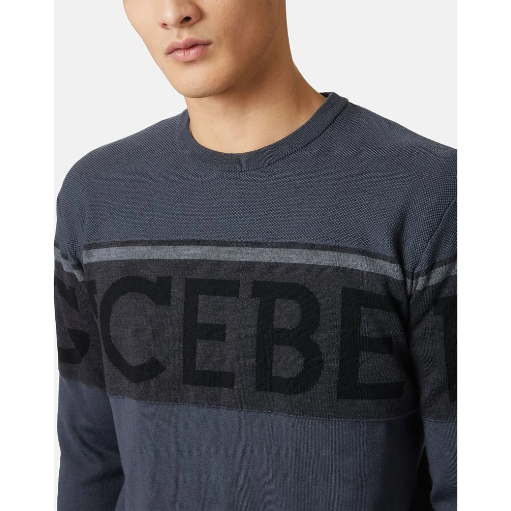 Iceberg Wollen trui met logo Gray Heren