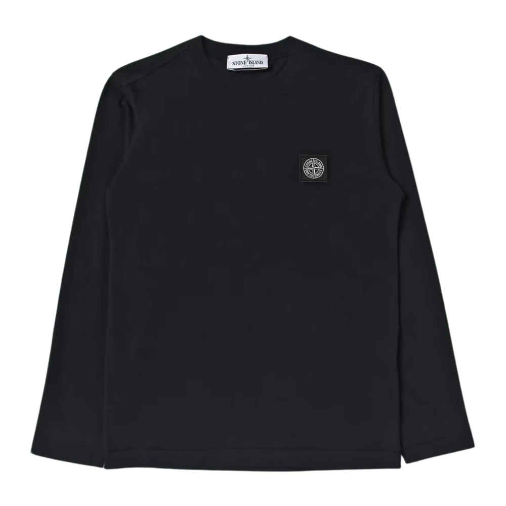 Stone Island Blå Logo T-shirt Långärmad Blue, Pojke