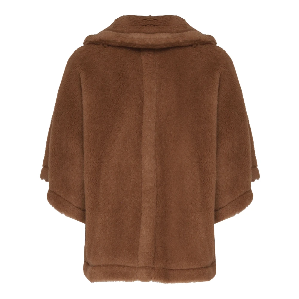 Max Mara Bruine Alpaca Cashmere Jas met Knoopsluiting Brown Dames