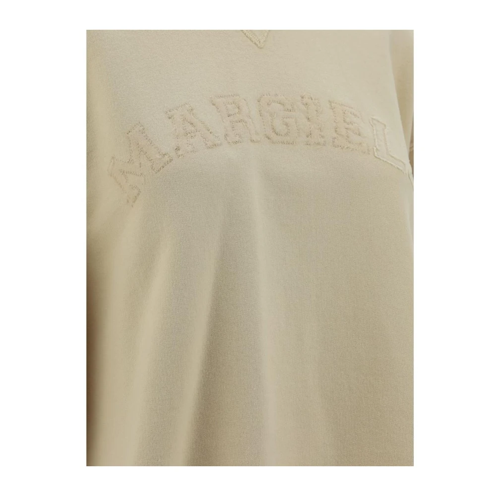 Maison Margiela Geribbelde Crew Neck Katoenen Sweatshirt Beige Dames